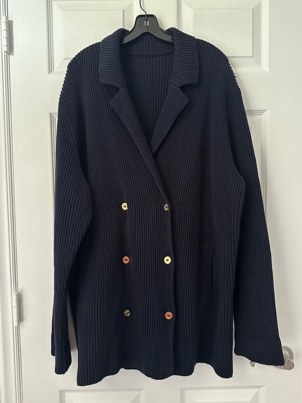 Ralph Lauren Ribbed Heavy Nautical Cardigan Button Down Cotton Blue